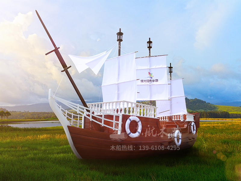 海盗船大型帆船模型木船定制恒大阳光半岛户外景观帆船 景观装饰船 兴化市新世纪木船厂