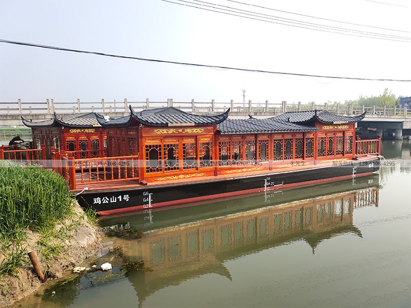 鸡公山号观光游船哪里生产 信阳中式飞檐翘角古典画舫木船