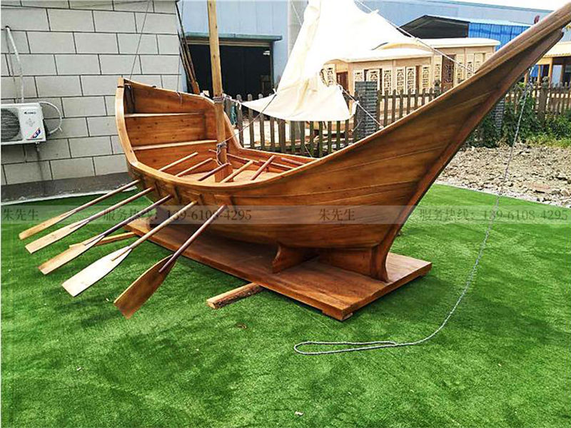 展览船模型实木工艺定制厂家 商场欧式多人划桨景观帆船